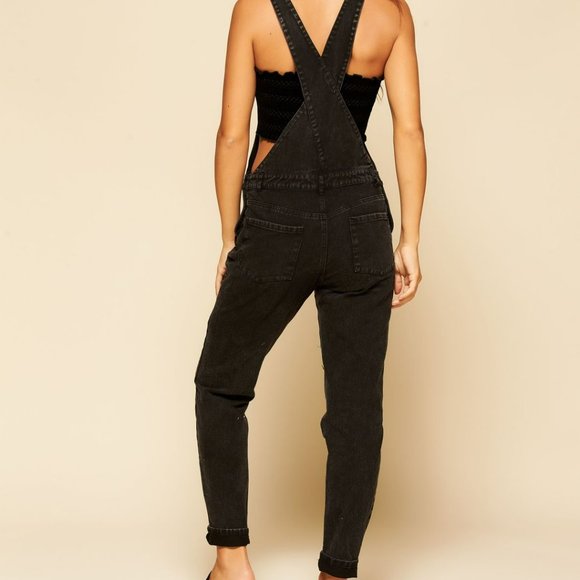 12th Tribe Black Runaway Girl Denim Overalls Size S - Picture 3 of 12